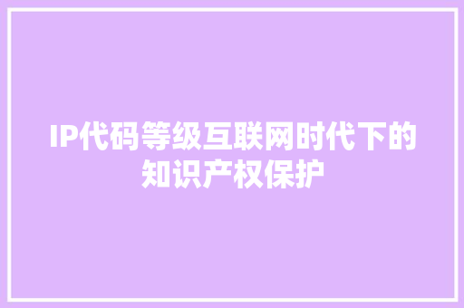 IP代码等级互联网时代下的知识产权保护
