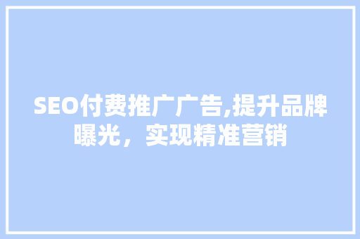 SEO付费推广广告,提升品牌曝光，实现精准营销