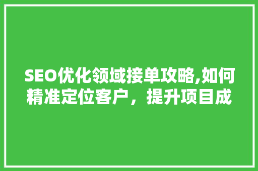 SEO优化领域接单攻略,如何精准定位客户，提升项目成功率