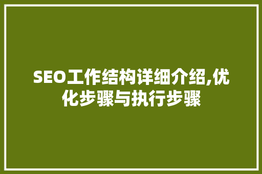 SEO工作结构详细介绍,优化步骤与执行步骤