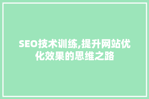 SEO技术训练,提升网站优化效果的思维之路