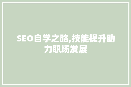 SEO自学之路,技能提升助力职场发展