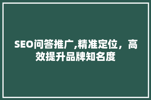SEO问答推广,精准定位，高效提升品牌知名度
