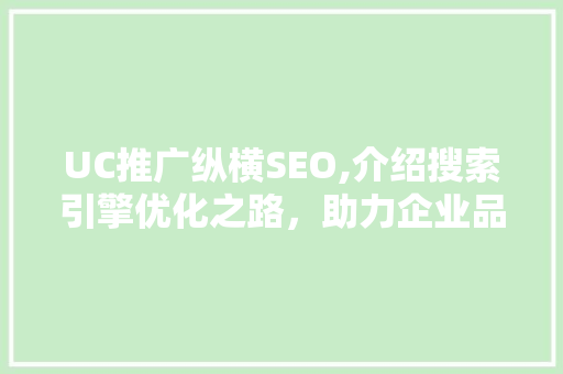 UC推广纵横SEO,介绍搜索引擎优化之路，助力企业品牌腾飞