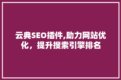 云典SEO插件,助力网站优化，提升搜索引擎排名
