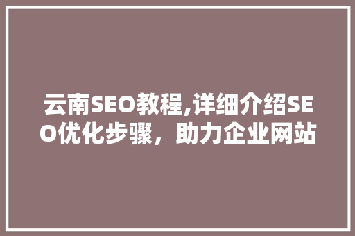 云南SEO教程,详细介绍SEO优化步骤，助力企业网站提升排名
