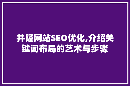 井陉网站SEO优化,介绍关键词布局的艺术与步骤