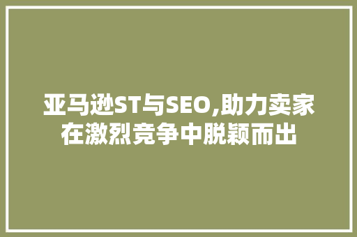 亚马逊ST与SEO,助力卖家在激烈竞争中脱颖而出