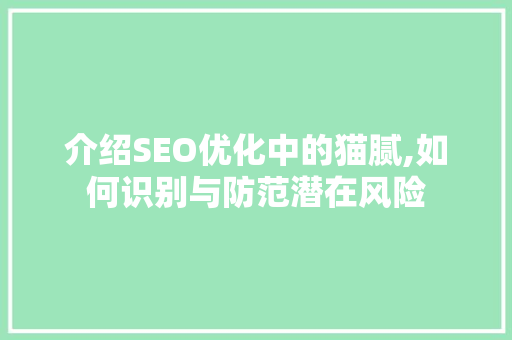 介绍SEO优化中的猫腻,如何识别与防范潜在风险