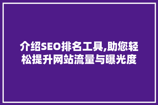 介绍SEO排名工具,助您轻松提升网站流量与曝光度