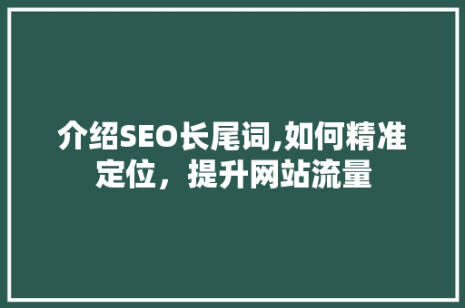 介绍SEO长尾词,如何精准定位，提升网站流量