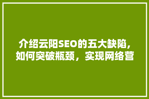 介绍云阳SEO的五大缺陷,如何突破瓶颈，实现网络营销新高度  第1张