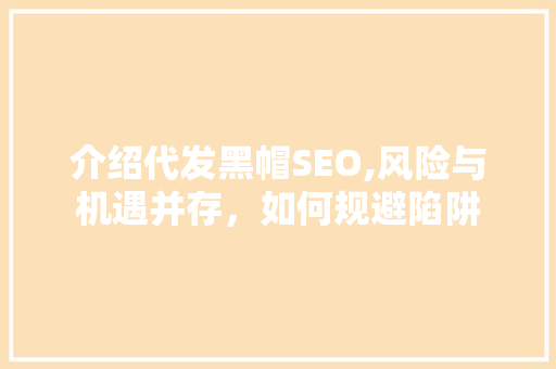 介绍代发黑帽SEO,风险与机遇并存，如何规避陷阱