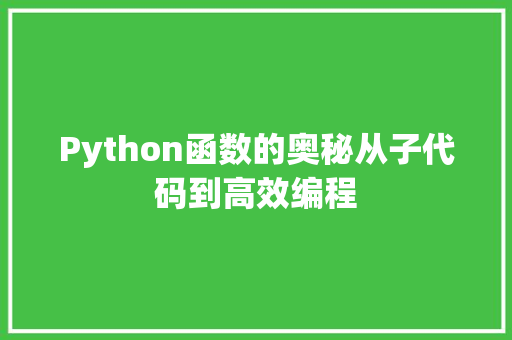 Python函数的奥秘从子代码到高效编程