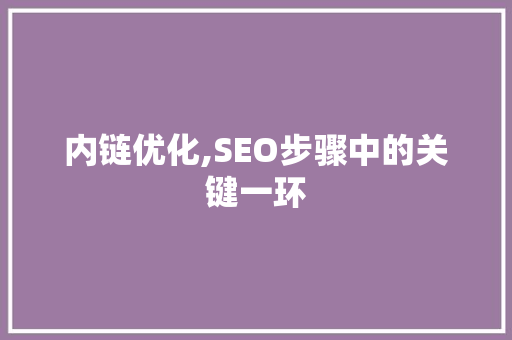 内链优化,SEO步骤中的关键一环