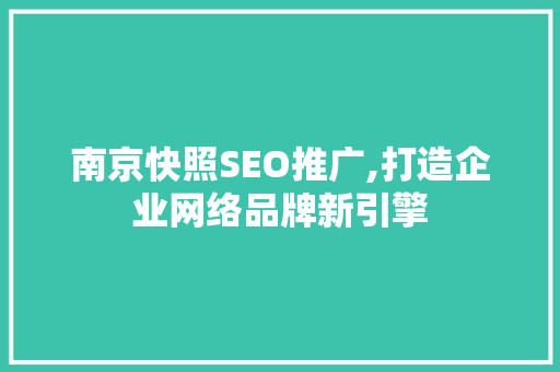 南京快照SEO推广,打造企业网络品牌新引擎  第1张