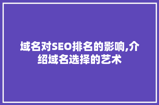 域名对SEO排名的影响,介绍域名选择的艺术