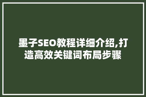 墨子SEO教程详细介绍,打造高效关键词布局步骤
