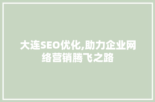 大连SEO优化,助力企业网络营销腾飞之路