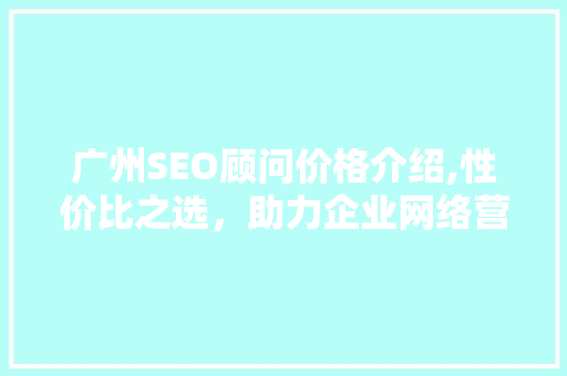 广州SEO顾问价格介绍,性价比之选，助力企业网络营销