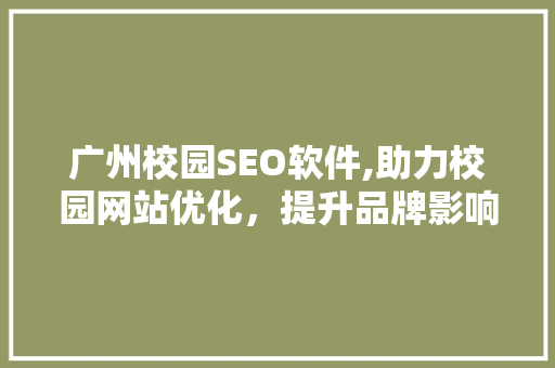 广州校园SEO软件,助力校园网站优化，提升品牌影响力