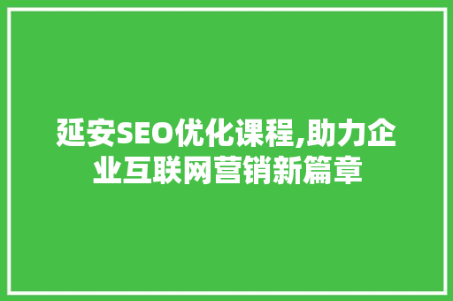 延安SEO优化课程,助力企业互联网营销新篇章