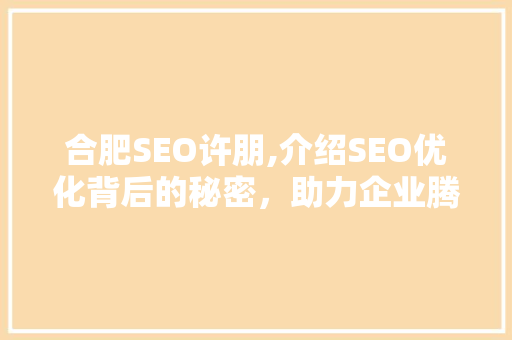 合肥SEO许朋,介绍SEO优化背后的秘密，助力企业腾飞