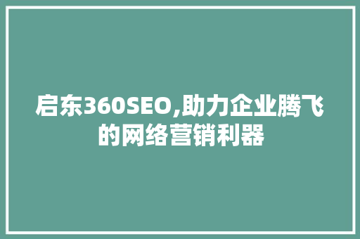 启东360SEO,助力企业腾飞的网络营销利器
