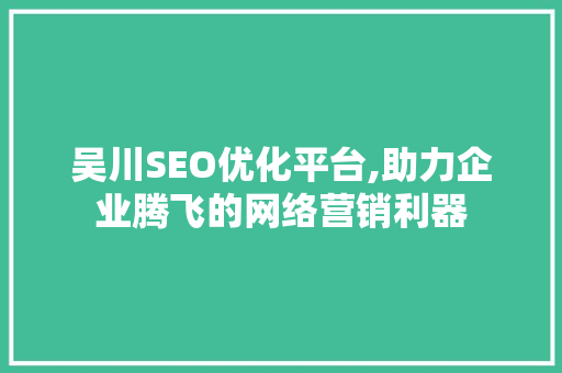 吴川SEO优化平台,助力企业腾飞的网络营销利器