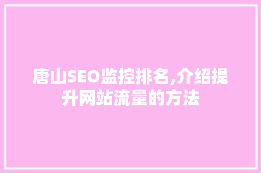 唐山SEO监控排名,介绍提升网站流量的方法