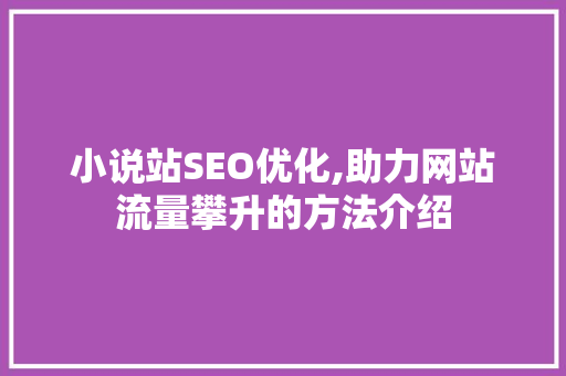 小说站SEO优化,助力网站流量攀升的方法介绍