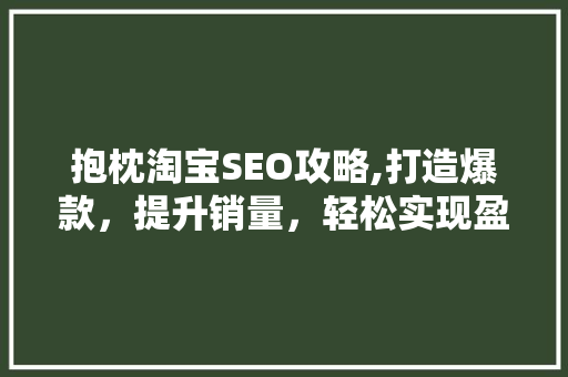 抱枕淘宝SEO攻略,打造爆款，提升销量，轻松实现盈利