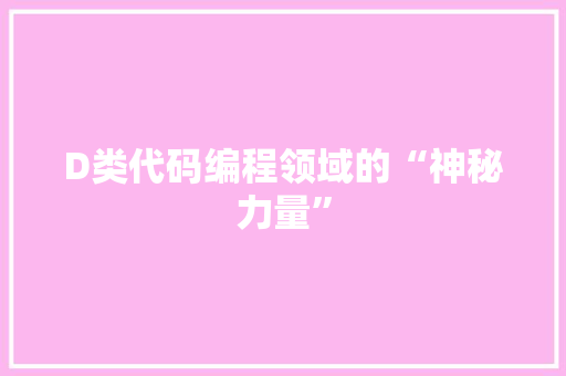 D类代码编程领域的“神秘力量”