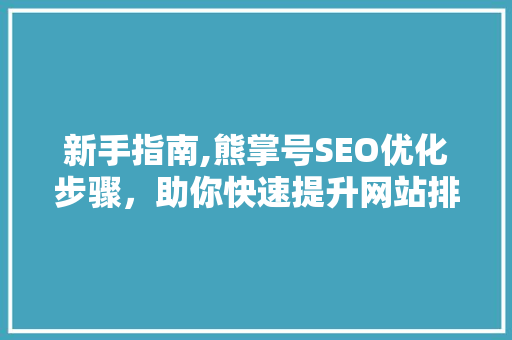 新手指南,熊掌号SEO优化步骤，助你快速提升网站排名