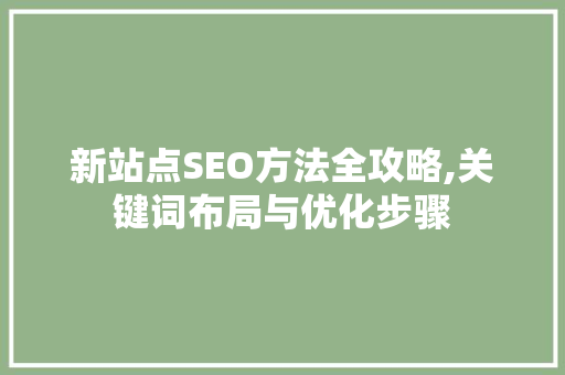 新站点SEO方法全攻略,关键词布局与优化步骤