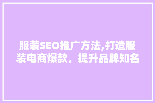 服装SEO推广方法,打造服装电商爆款，提升品牌知名度