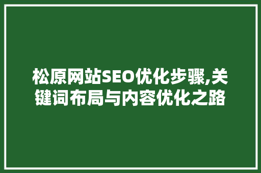 松原网站SEO优化步骤,关键词布局与内容优化之路