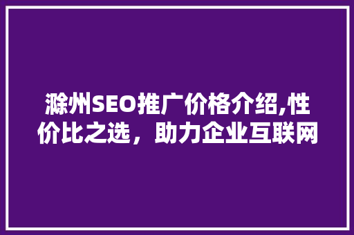 滁州SEO推广价格介绍,性价比之选，助力企业互联网营销