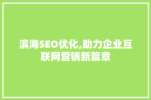 滨海SEO优化,助力企业互联网营销新篇章