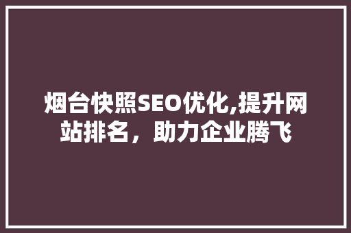 烟台快照SEO优化,提升网站排名，助力企业腾飞