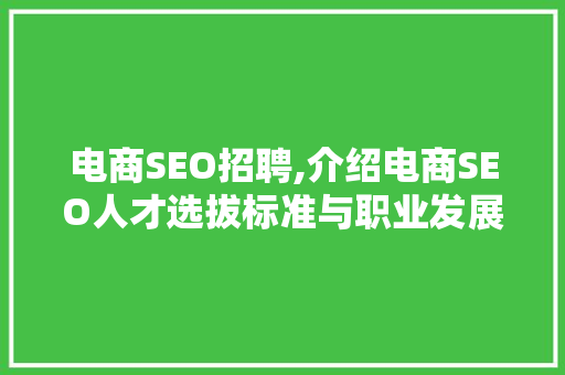 电商SEO招聘,介绍电商SEO人才选拔标准与职业发展路径
