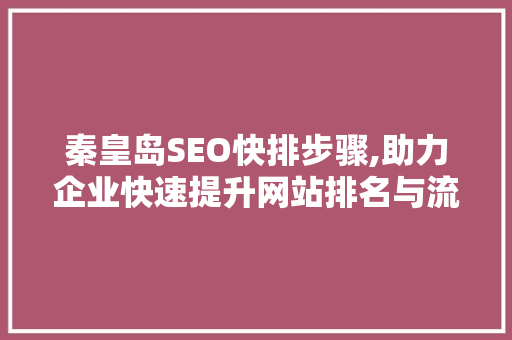 秦皇岛SEO快排步骤,助力企业快速提升网站排名与流量