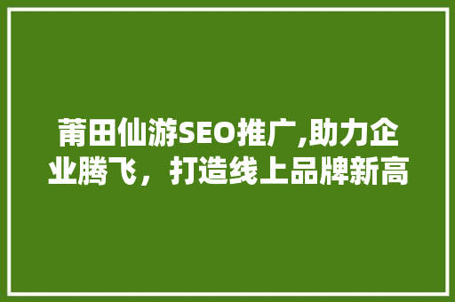 莆田仙游SEO推广,助力企业腾飞，打造线上品牌新高度