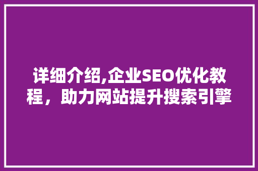 详细介绍,企业SEO优化教程，助力网站提升搜索引擎排名