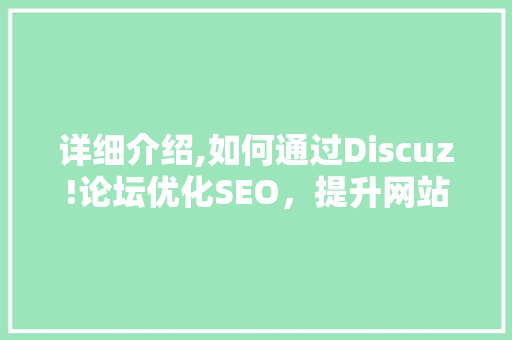 详细介绍,如何通过Discuz!论坛优化SEO，提升网站流量与排名