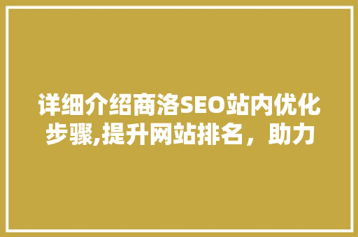 详细介绍商洛SEO站内优化步骤,提升网站排名，助力企业腾飞