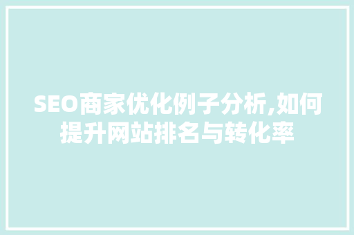 SEO商家优化例子分析,如何提升网站排名与转化率