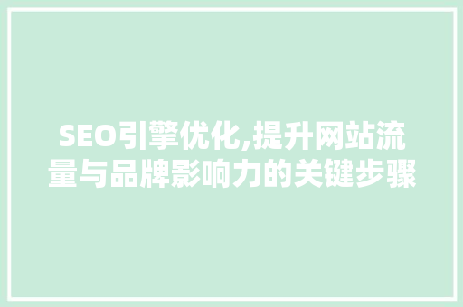 SEO引擎优化,提升网站流量与品牌影响力的关键步骤