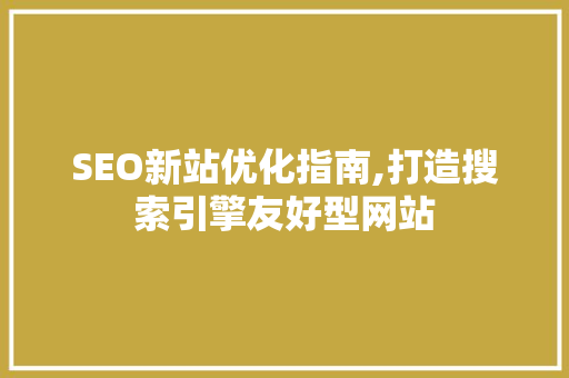 SEO新站优化指南,打造搜索引擎友好型网站