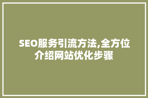 SEO服务引流方法,全方位介绍网站优化步骤